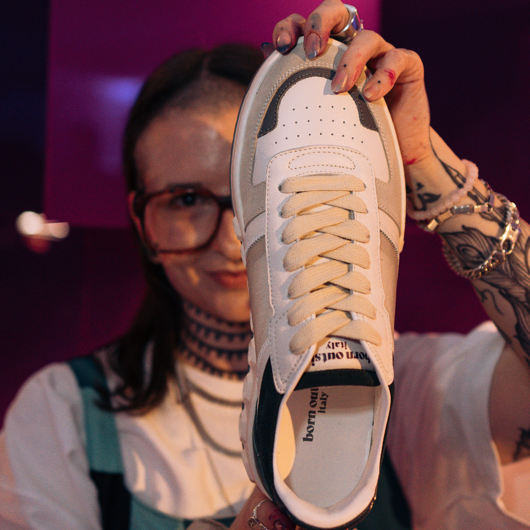 Photo of Off White Sneaker Designer Janna Arnold at work at Born Outside Italy