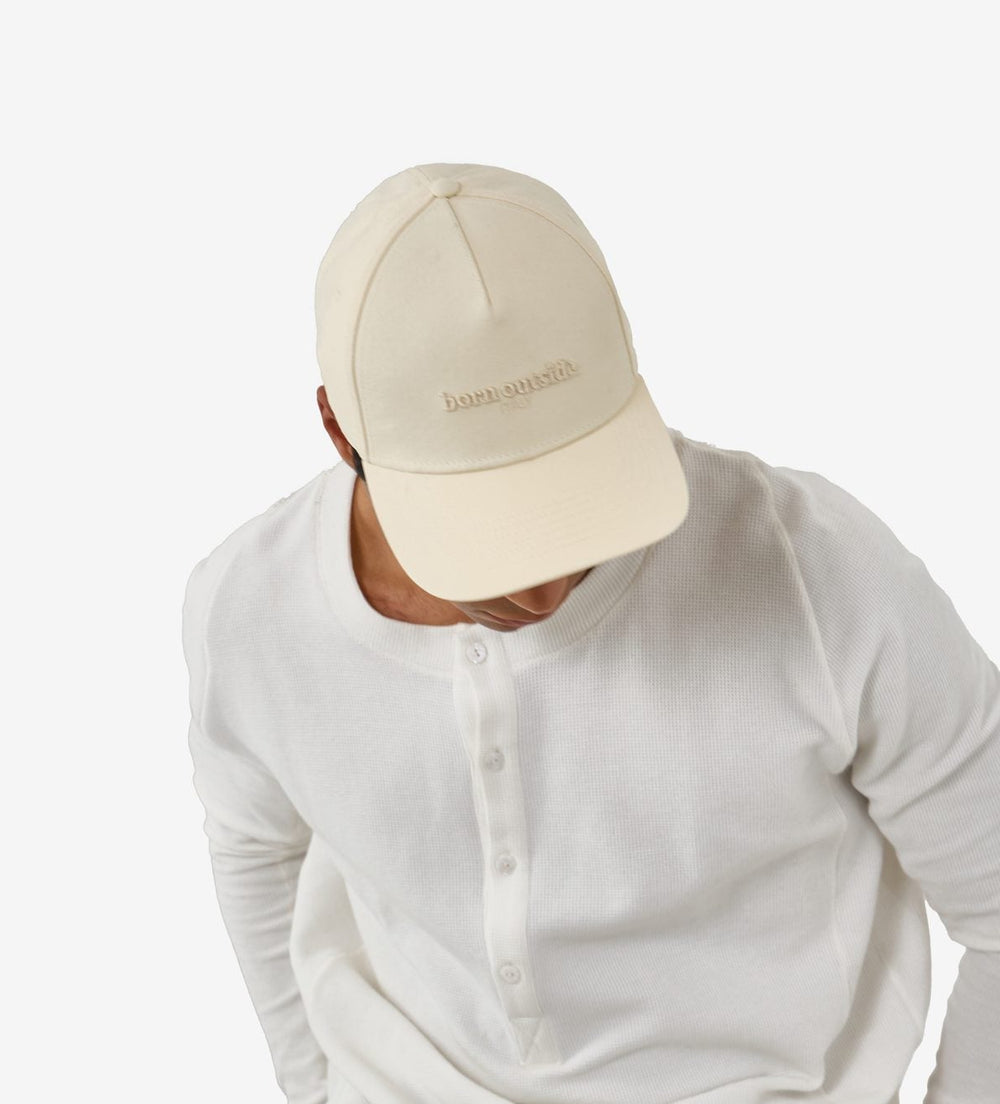 Born Outside Baseball Cap Crema – cotton twill baseball cap, worn