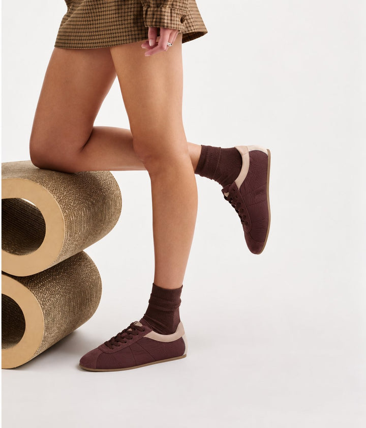 Born Outside Ritmo Nylon Vino – nylon & suede runner, styled view
